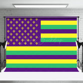 Lofaris Purple Yellow Green Usa Flag Mardi Gras Backdrop